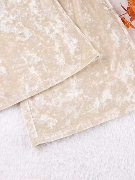 2023 Velvet lapel pajamas long sleeved women's set knitted pants set