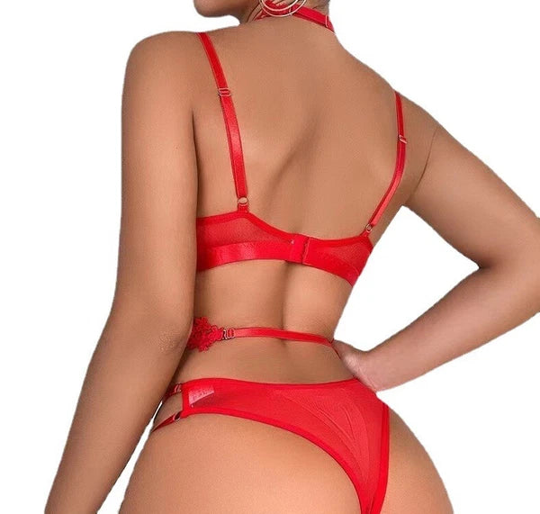 Women Sexy-Lingerie Lace Bra Set Nightwear Sleepwear Babydoll G-string Underwear