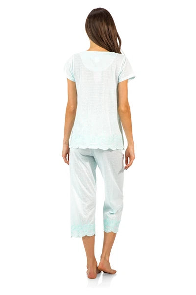 Casual Nights Women's Short Sleeve Floral Capri Pajama Set