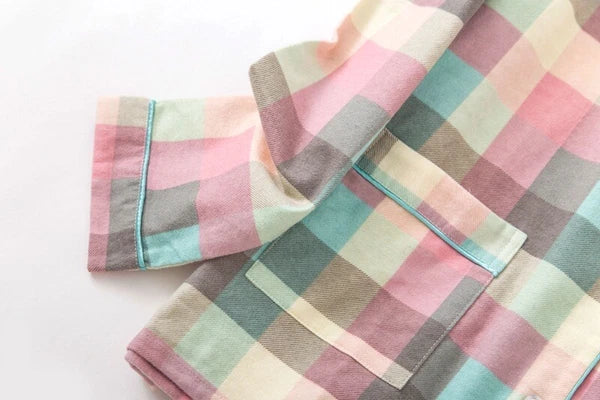 Ladies/Womens 100% Brushed Cotton Pyjamas Set Check Print Button Up Loungewear