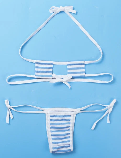 Women Anime Cosplay Mini Bikini Bra Top Micro G-string Thong Lingerie Underwear