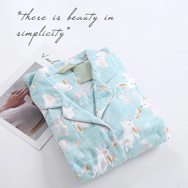 Ladies/Womens 100% Brushed Cotton Pyjamas Set Check Print Button Up Loungewear