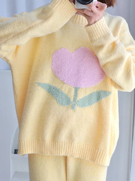 Pajamas Women's Autumn Tulip Home Clothes Coral Fleece Thickened Outwear Suit