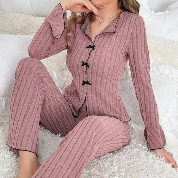 Home Relaxation Essentials Elegant Women's Autumn & Winter Two Piece Pajama Set