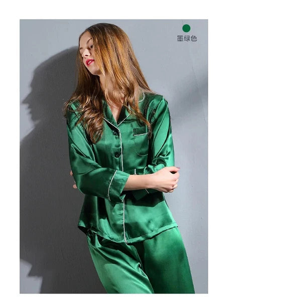 Pajamas Women Summer Autumn Spring Winter Long-sleeved Two-piece Set Sleepwear