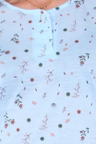 PJ Set Ladies Short Sleeve Flower Print Pyjama Set Cotton Blend Womens Nightwear