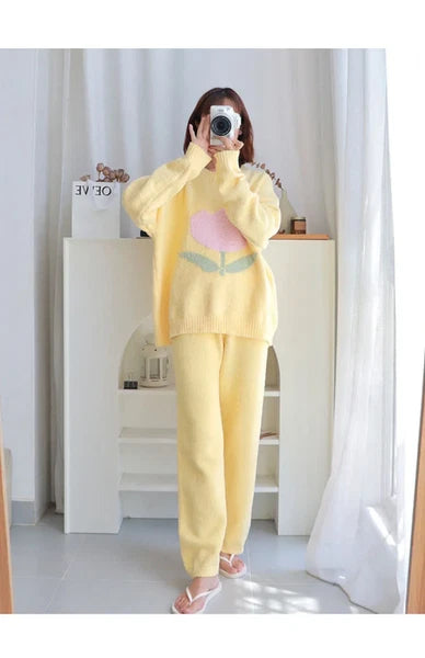 Pajamas Women's Autumn Tulip Home Clothes Coral Fleece Thickened Outwear Suit