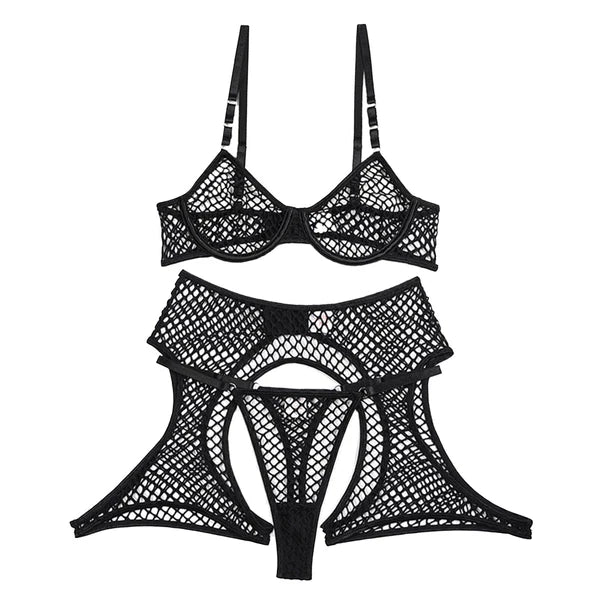 Womens Sleepwear Party Nightwear See Through Lingerie Set Hollow Out Swimsuit