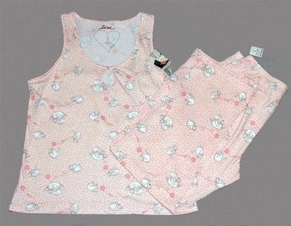 2-Pc Ellen Degeneres Playful CATS Yarn Polka Dots Tank Top Pants Pajamas Wms NWT