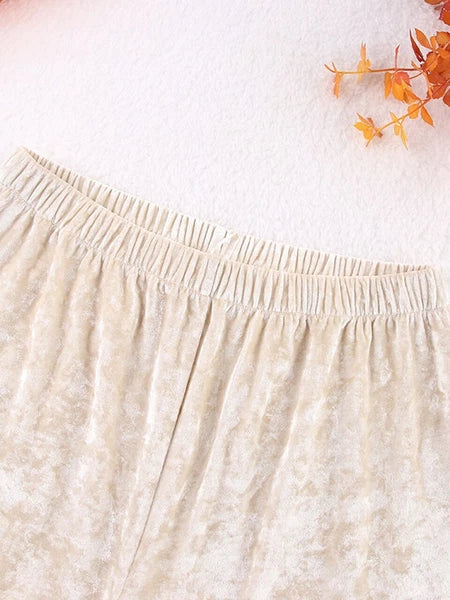 2023 Velvet lapel pajamas long sleeved women's set knitted pants set