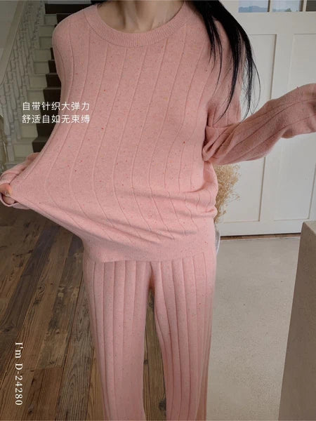 Pajamas Sets Women's Color Yarn Homewear Casual Suit Two-piece Sleep Top+pants