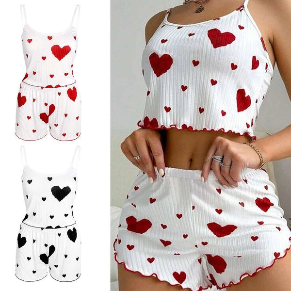 2PCS Summer Pjs Set Women Lovely Nightwear Sleepwear Cami Top + Short Pajama Set