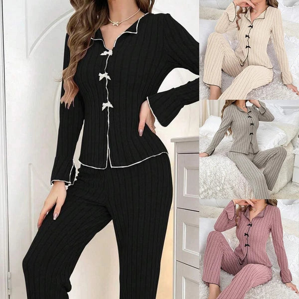 Home Relaxation Essentials Elegant Women's Autumn & Winter Two Piece Pajama Set