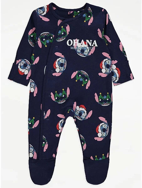 Christmas Family Matching Disney Lilo & Stitch Ohana Navy Blue Pyjamas George