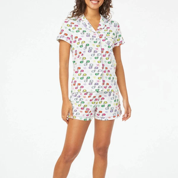 Womens Cute Roller Rabbit Pajamas Monkey Print Sleep Pajama Shorts Set for Women