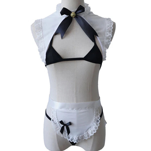 Women's Sexy Japanese Anime Maid Cosplay Costumes Teddy Lingerie Set Nightwear