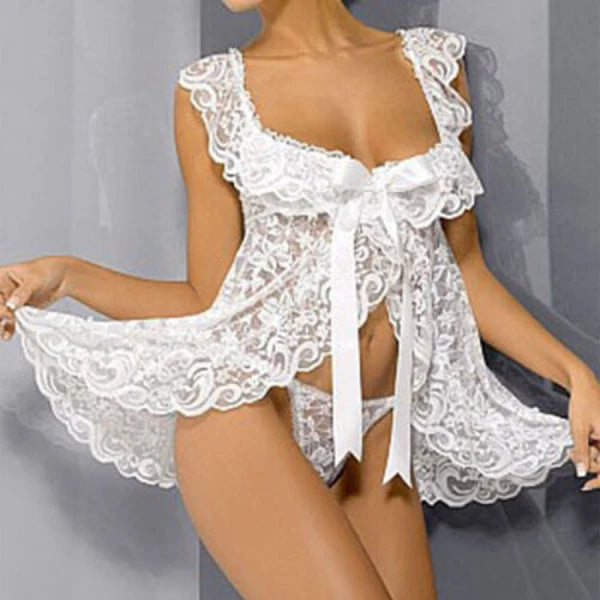 Women Sexy Lace Babydoll Lingerie G-String Thong Underwear Nightwear Sleepdress.