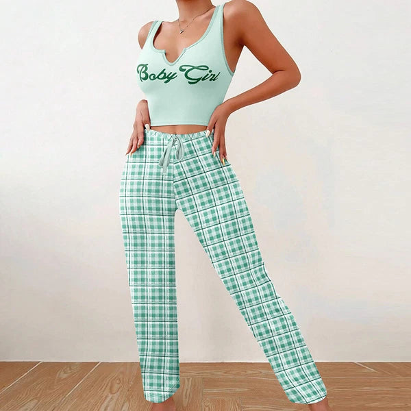 Women's Sexy Pajamas Cami Tops With Pants Pyjamas Vest Sleepwear Lingerie Sets