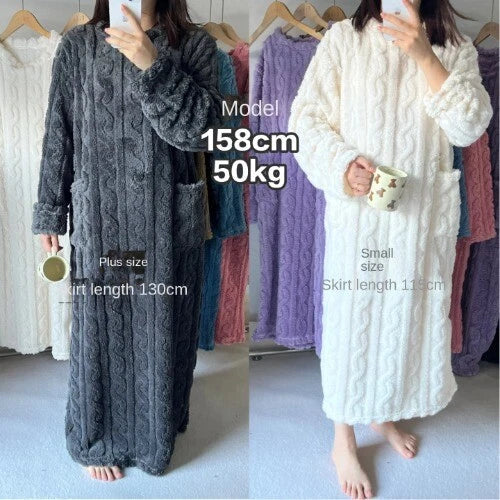 Bathrobe Women's Bathrobe Coral Padded Pajamas Dress Winter College Students