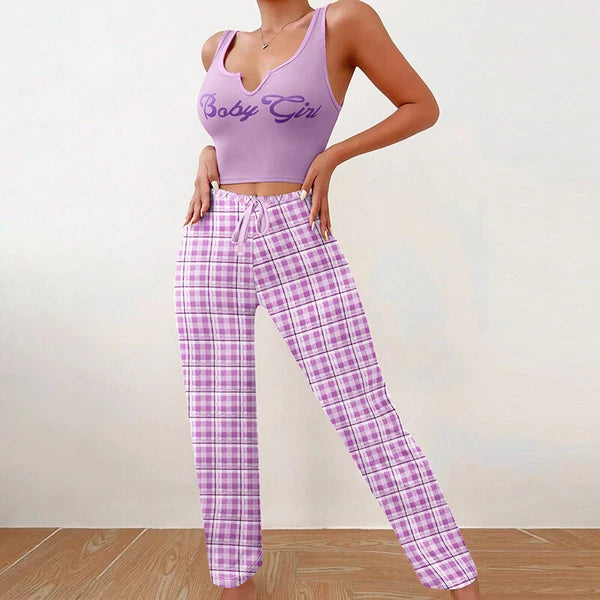Women's Sexy Pajamas Cami Tops With Pants Pyjamas Vest Sleepwear Lingerie Sets