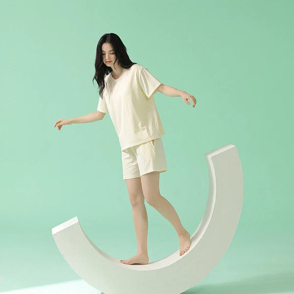 Women's Pajamas Soft Pure Color Short Sleeve New Comfortable Summer Homewear Set