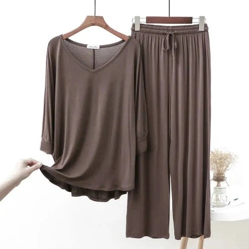 Loose Fat MM Homewear Casual Modal Cotton Spring Pajamas Long Sleeve Home Suit