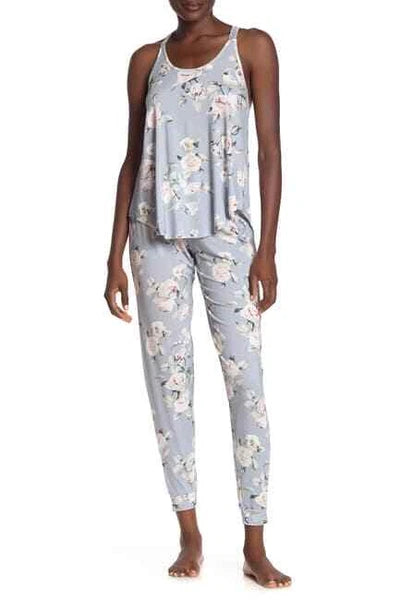 Flora Nikrooz Women's Lucca Knit Floral Print Pajama 2-Piece Set Q80810 Gray M