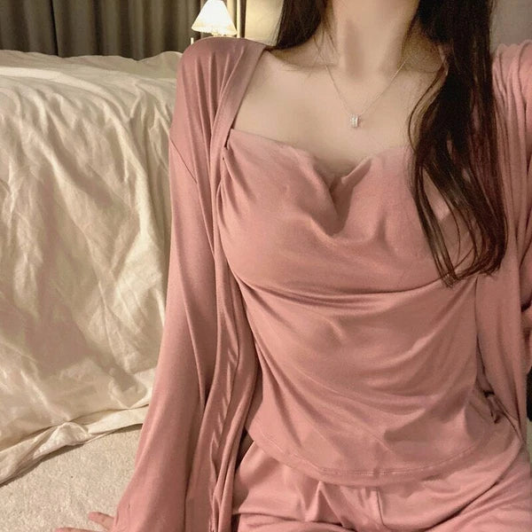 2023 Pajamas Women's 4/3 Piece Sexy Pajamas Underwear Chest Pad Set