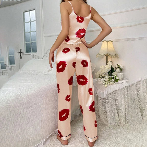 Women Silk Satin Pajamas Pj Cami Vest Set Soft Nightwear Sleepwear Sexy Lingerie