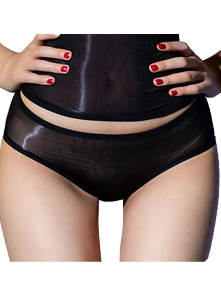 Womens See Through Lingerie Set Sexy Strapless Top  with Thongs Glossy Underwear