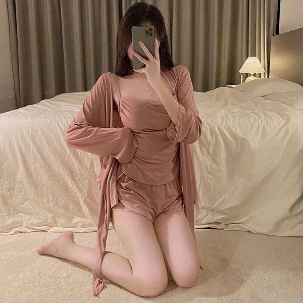 2023 Pajamas Women's 4/3 Piece Sexy Pajamas Underwear Chest Pad Set