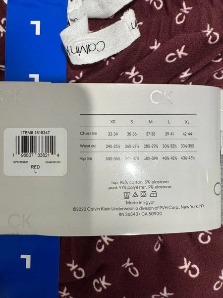 NWT!! Calvin Klein Women's Fleece PJ Set, Black/Blue/Red