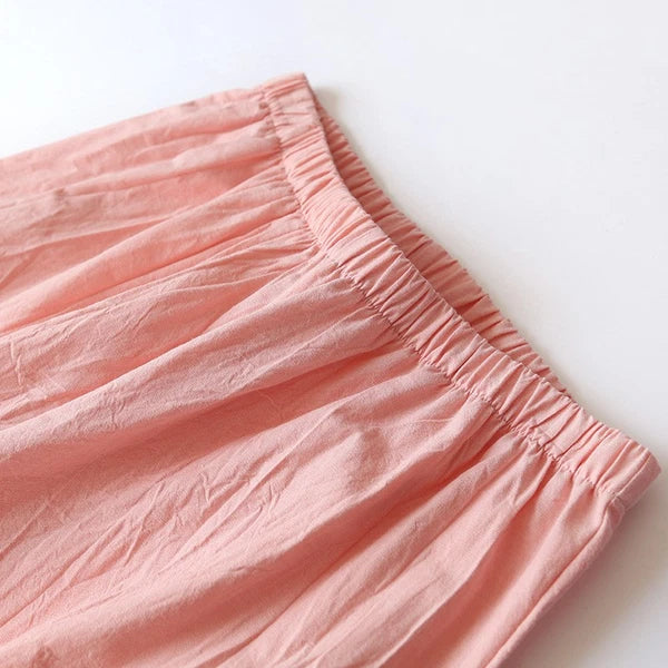 Women 100% Cotton Pajamas Japanese Kimono Robe Top+Pants Sleepwear Nightgown Set