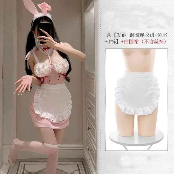 Sexy Womens Maid Uniform Sleepwear Costume Lingeries Dress Apron Nightwear