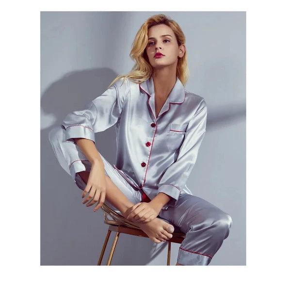 Pajamas Women Summer Autumn Spring Winter Long-sleeved Two-piece Set Sleepwear