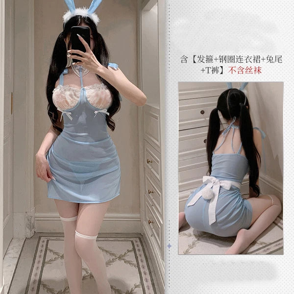 Sexy Womens Maid Uniform Sleepwear Costume Lingeries Dress Apron Nightwear