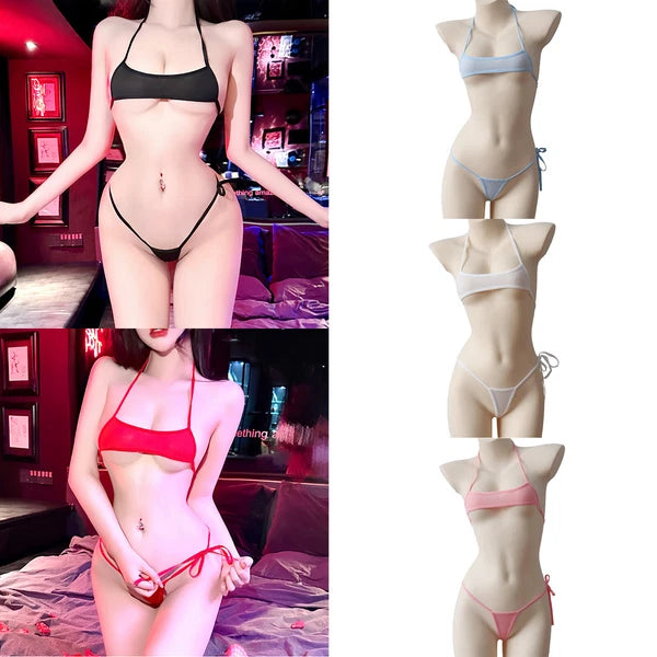 Womens Lingerie Set Crop Top Nightwear Teddy Babydoll Clubwear Sheer Swimsuit