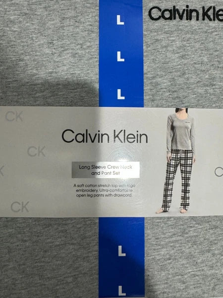 NWT!! Calvin Klein Women's Fleece PJ Set, Black/Blue/Red