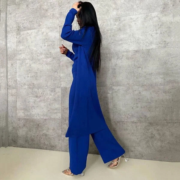 2023 Spring Knitted Women's Long Sleeved Cardigan+vest+long Pants Pajama Set