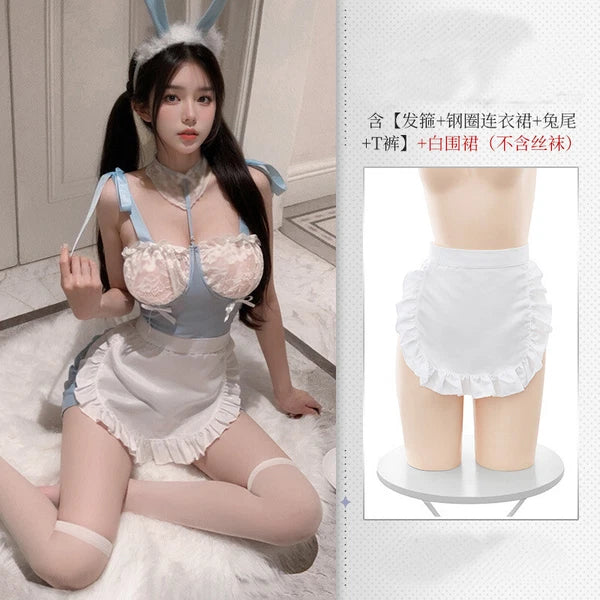 Sexy Womens Maid Uniform Sleepwear Costume Lingeries Dress Apron Nightwear