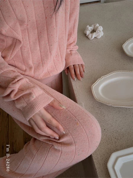 Pajamas Sets Women's Color Yarn Homewear Casual Suit Two-piece Sleep Top+pants