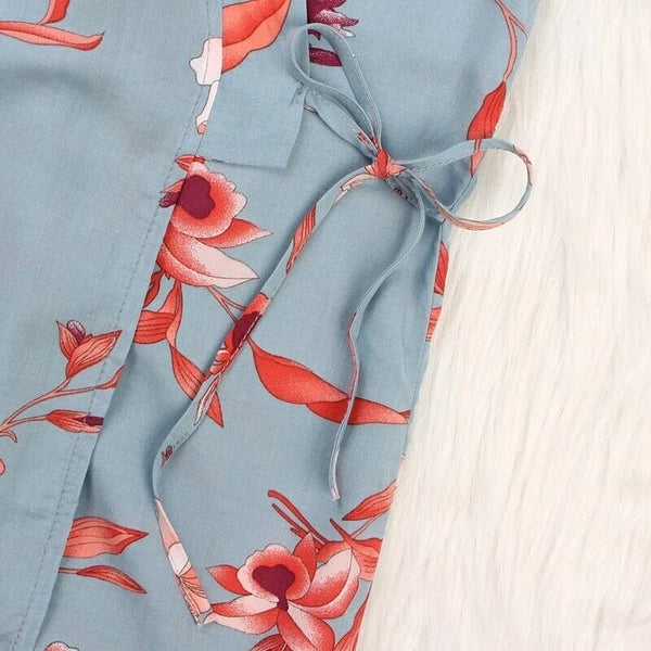 3PC Women Night Dress Silk-Cotton Pajama Sleepwear Long Robes Nightwear Gown Set