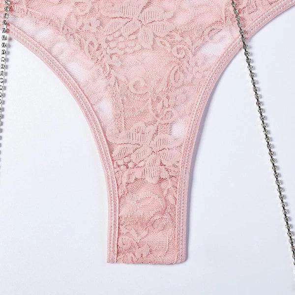 Pink-Women-Sexy-Lingerie-Sleepwear-Lace-Panties-Underwear-Nightwear-Babydoll-Set