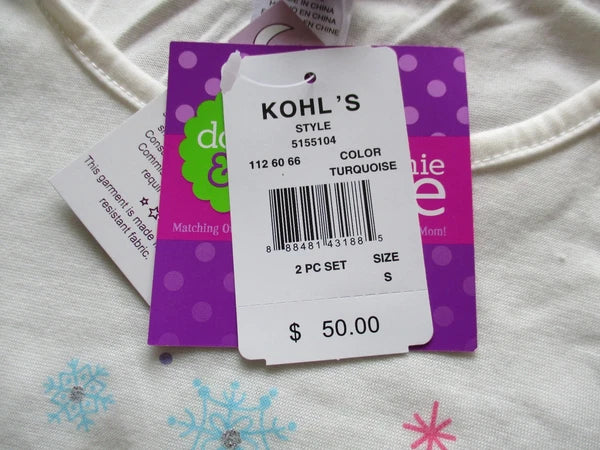 BNWT Dollie & Me for Mommy Women's long sleeve/pants Pajama Set, blue/ivory, $50