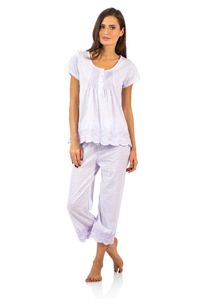 Casual Nights Women's Short Sleeve Floral Capri Pajama Set