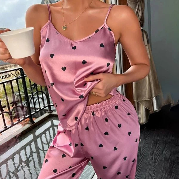 Women Silk Satin Pajamas Pj Cami Vest Set Soft Nightwear Sleepwear Sexy Lingerie