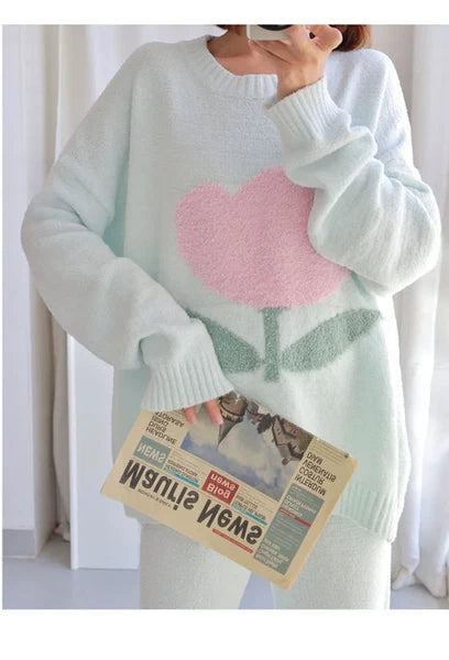 Pajamas Women's Autumn Tulip Home Clothes Coral Fleece Thickened Outwear Suit