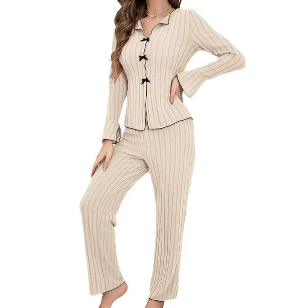 Home Relaxation Essentials Elegant Women's Autumn & Winter Two Piece Pajama Set