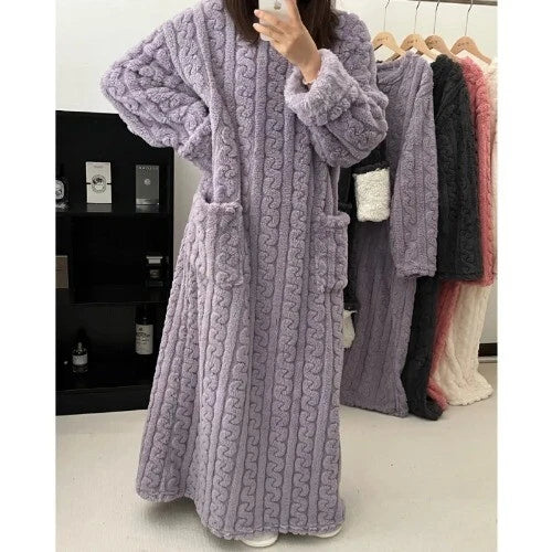 Bathrobe Women's Bathrobe Coral Padded Pajamas Dress Winter College Students