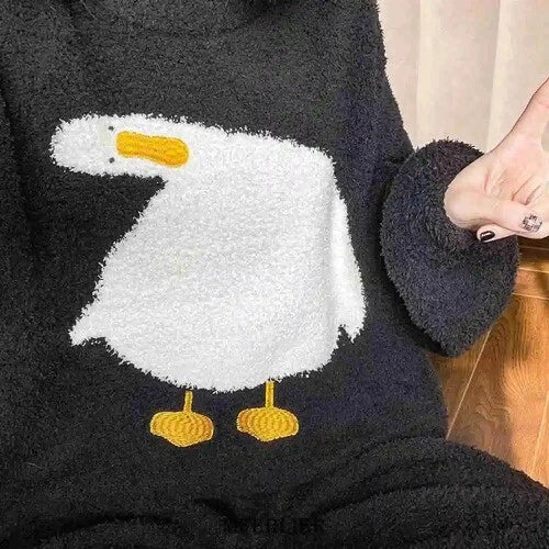 2024 Warm Flannel Pajamas for Women Sweet Velvet Thicken Loose Sleepwear Set